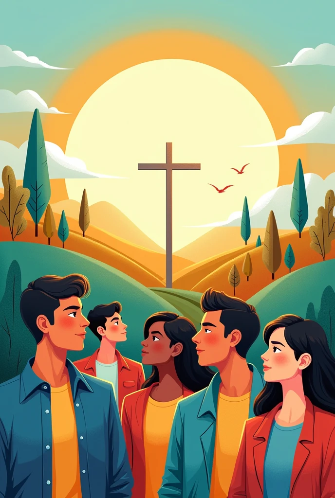 You are an expert in invitation design. Invitation design requested for a Christian youth group. Those who will be part of the group are men and women between fifteen and twenty years of age.. Create a design according to the ages and type of event.