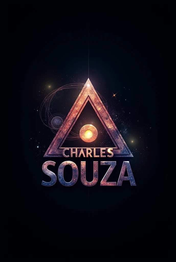 Create logo "CHARLES SOUZA" COSMIC TRIANGLE AND SYMBOL OF THE UNIVERSE 