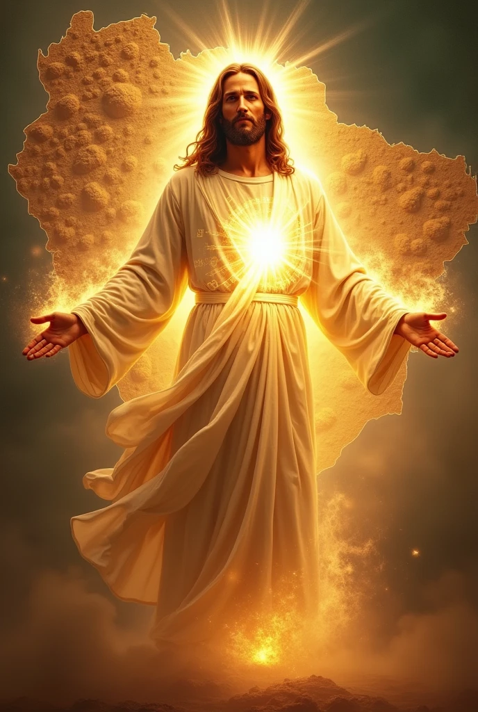 Jesus in power, light and fire load map of Venezuela