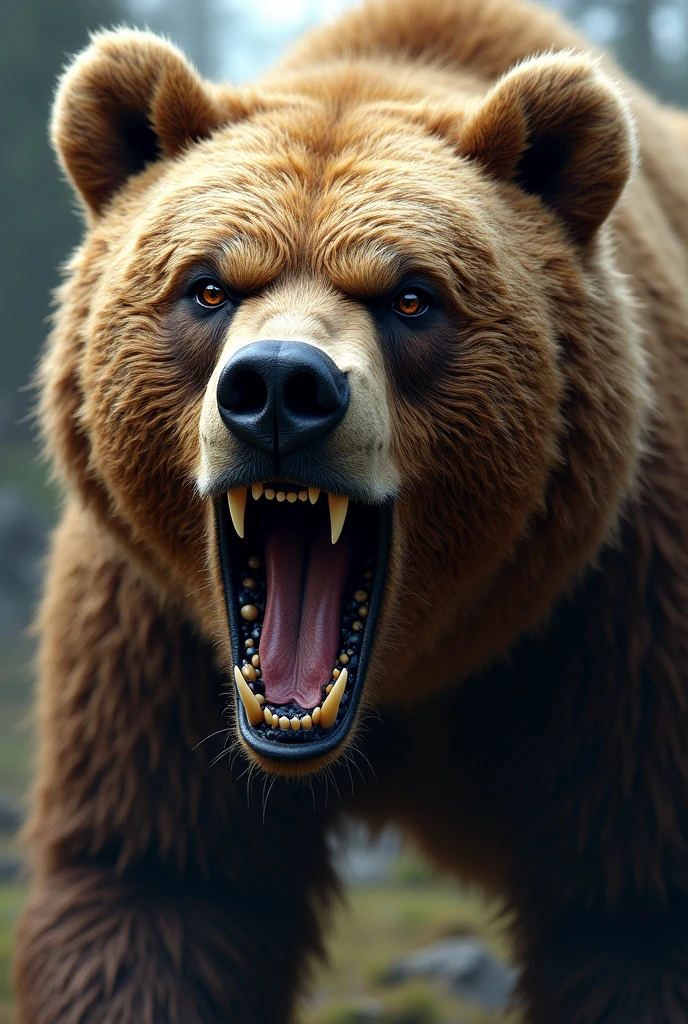 Design the face of a fierce bear