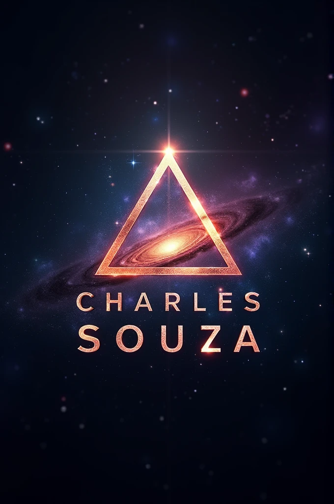 Create a logo image "CHARLES SOUZA" COSMIC TRIANGLE AND REALISTIC UNIVERSE