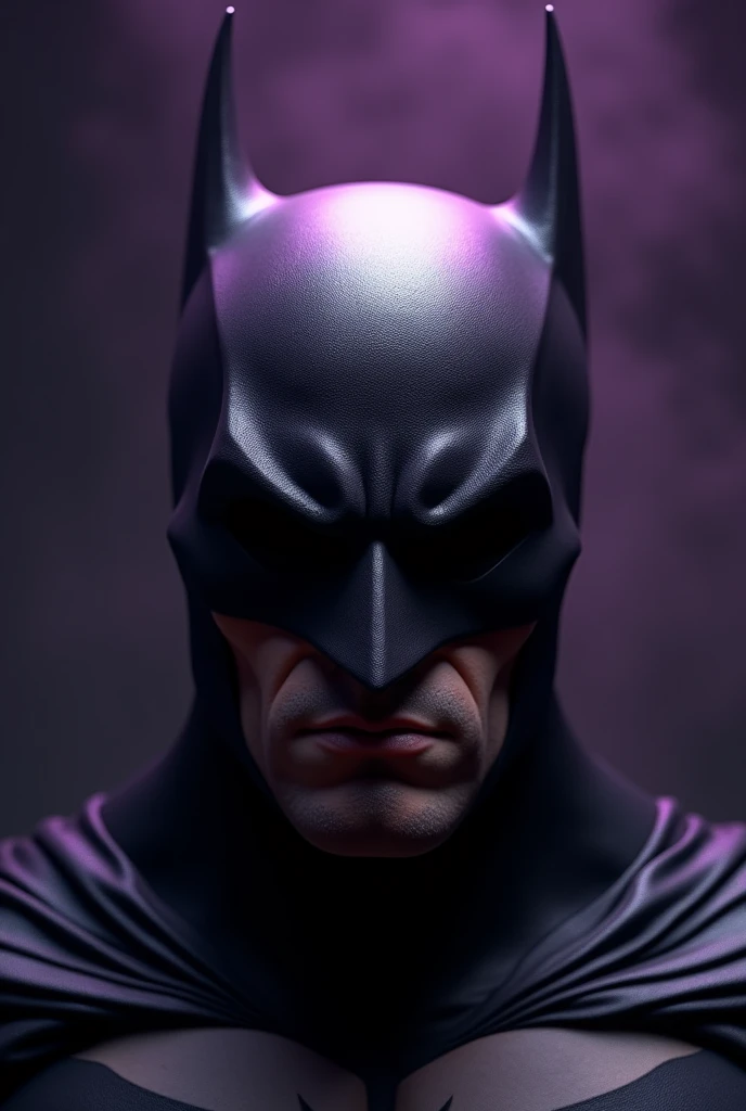 A purple and black Batman mask