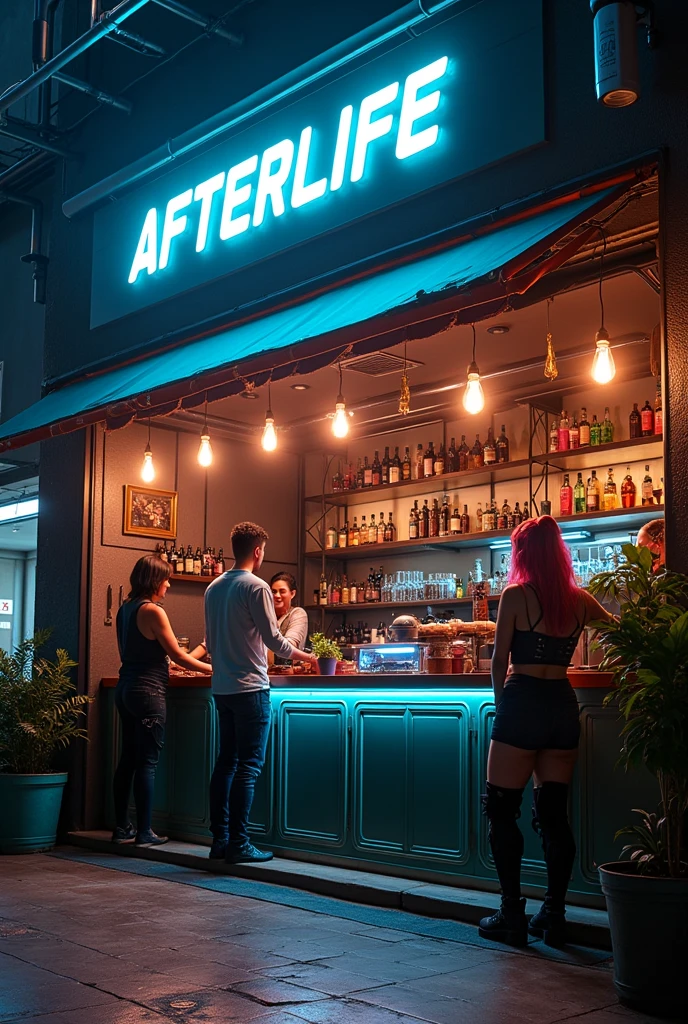 Create an Instagram page for a cyberpunk themed coffee shop called Afterlife 
