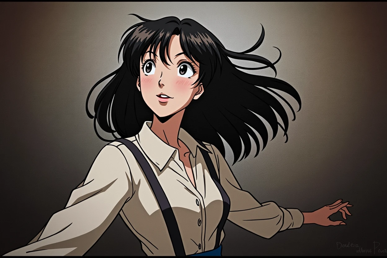 mariya takeuchi, 80s anime version, old anime, Lo-fi image, 