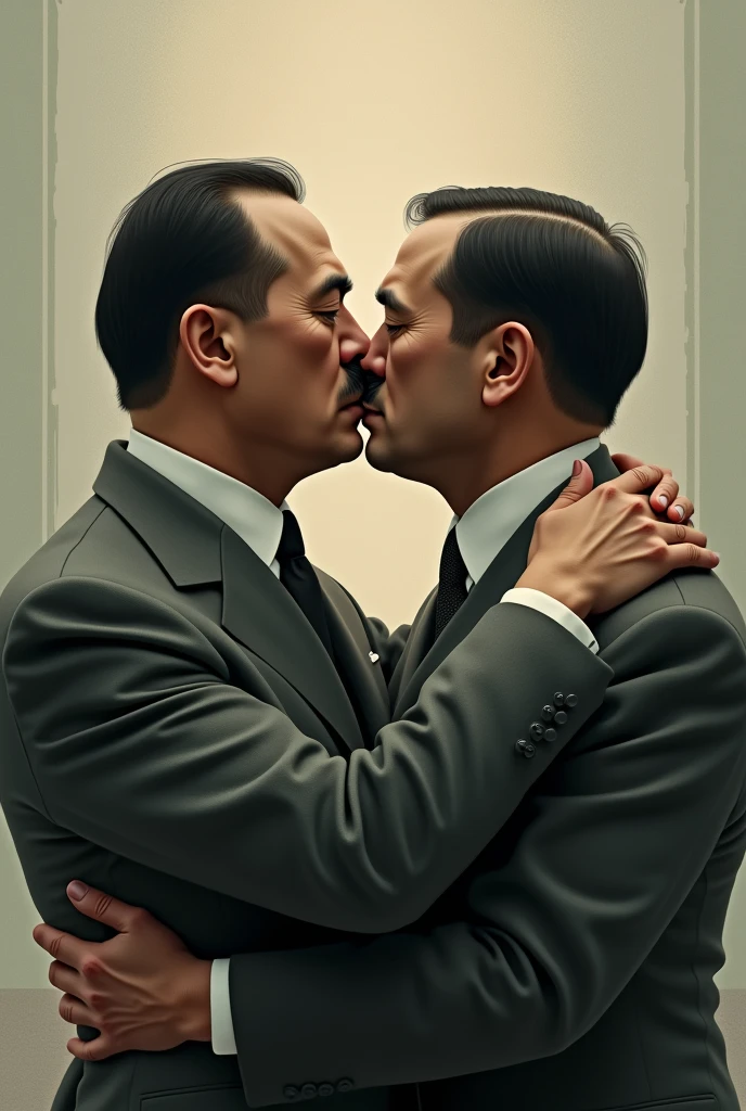 Hirohito and Hitler sharing a french kiss