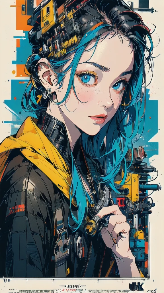 (((masterpiece, highest quality))),(((solo:1.2))),(((1girl:1.2))),32k wallpaper, very detailed, poster, vintage science fiction,(((((geometric cinematic movie poster))))), (bauhaus), shape,(((abstract))),(mid century modern),movie poster,(((((portfolio))))),(((((Close-up))))),(((((bust up))))),((((more various angle)))),(((highlight))),((((heterochromia)))),(((complete. detailed face))),(((Extremely talented))),(((((most complecated machine))))),(((((unlimited mechanic Workaholic))))),(((Absolutely detailed Mighty machines background))),(((Geiger counter))),(((Beautiful vibrant color scheme))),(((hybrid revolutionary)))