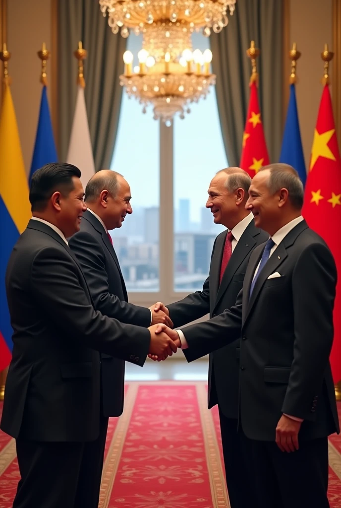 President of Venezuela Nicolas Maduro greeting the President of North Korea and also President Vladimir Putin and the President of China