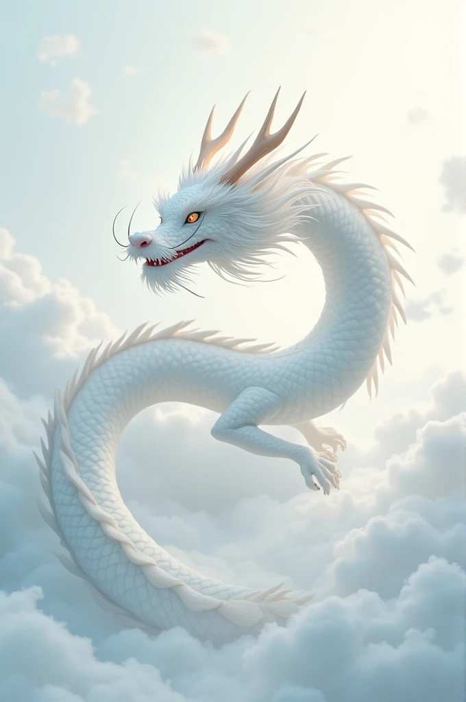 Create a 2D White Chinese Dragon