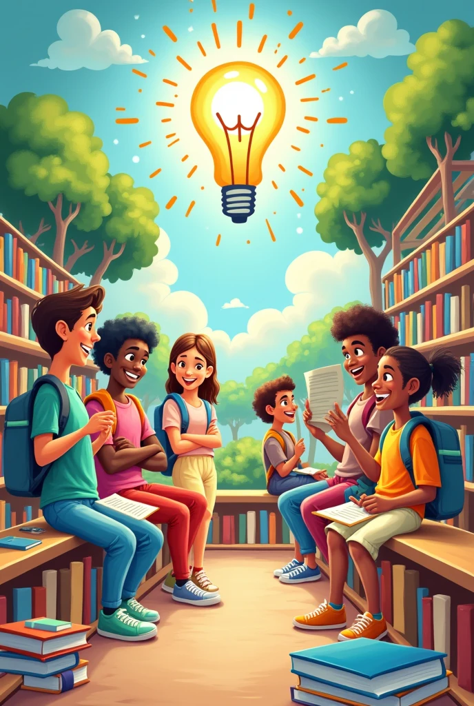 (Give me a cartoon where this phrase is represented " Education is fundamental for human beings"