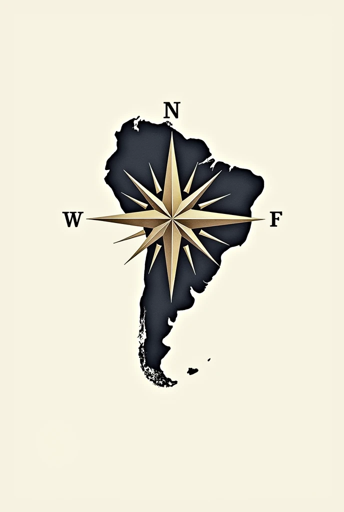 I want to create a logo with a map of South America and within this map a compass filling it completely in watermark format.
