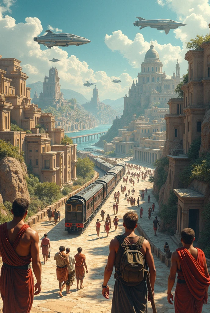 Image showing the advancement of means of transport from ancient times to the present day