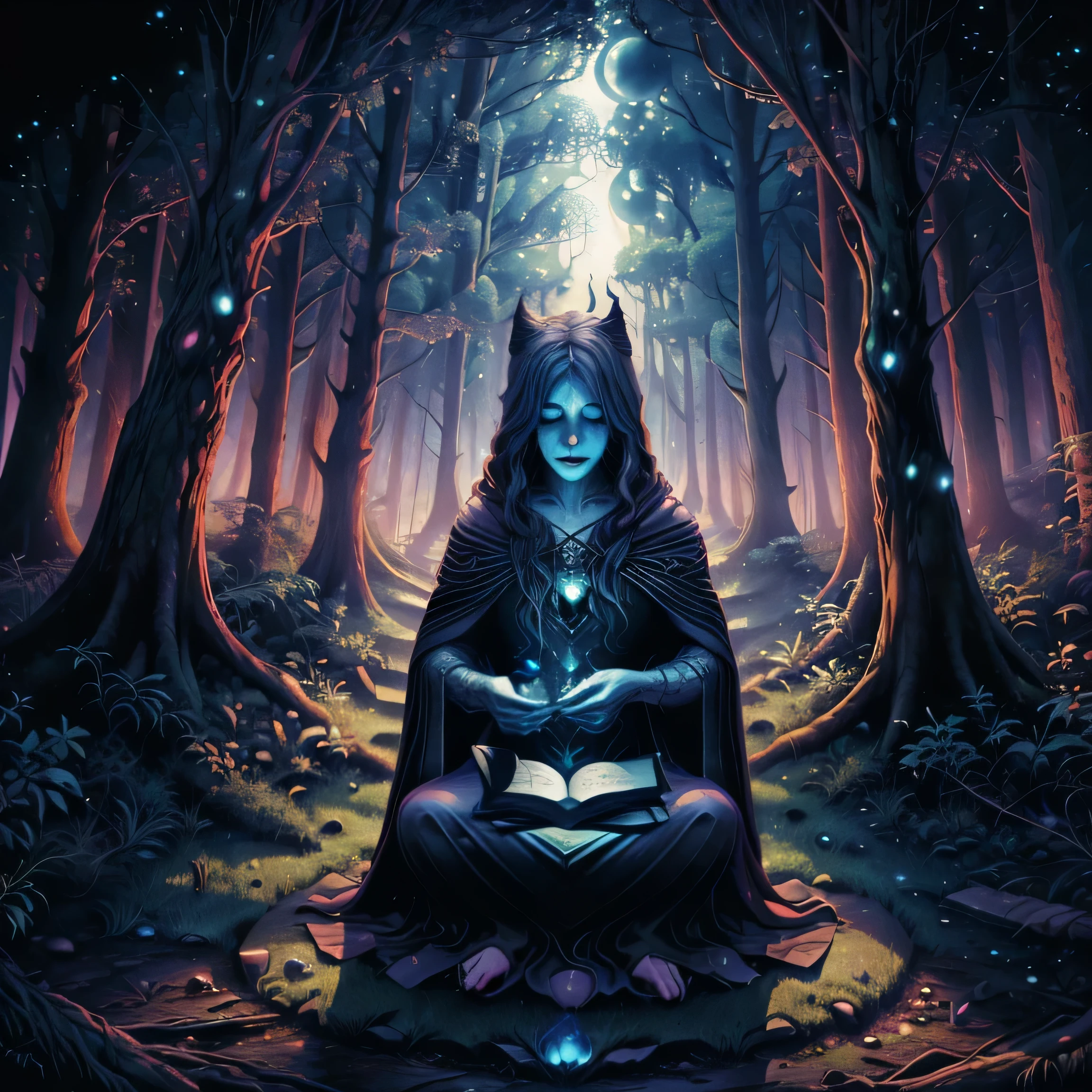 In the midnight hour, under moon's soft glow,
Whispers of the witches, in the night’s deep flow.
Candles flicker gently, casting shadows wide,
We gather in the circle, where the secrets hide.
Coven's chant, in the moonlit grove,
In the mystic twilight, where the shadows rove.
In the realm of witches, where the magic lies,
In the heart of darkness, our spirits rise.
Through the ancient forest, where the nightshade blooms,
Paths of hidden wisdom, under silver moons.
With the potions brewing, and the spellbook’s lore,
We summon ancient forces, from the ages’ core.
In the sacred circle, with the witch's mark,
We invoke the power, in the midnight dark.
Chanting with the spirits, in a rhythmic trance,
In the cloak of witchcraft, where the shadows dance.
As the dawn approaches, and the stars retreat,
We fade into the shadows, where our magic's sweet.
Till the night returns, with the moon's embrace,
We’ll awaken once more, in the witching space.