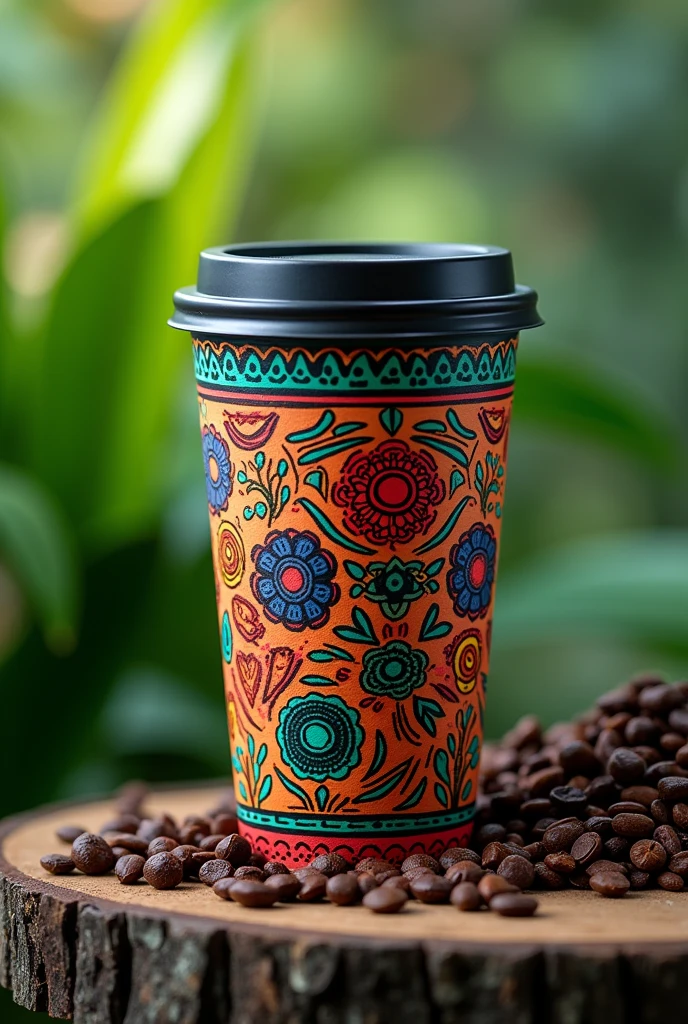 A Nicaraguan-themed cold coffee takeaway container 