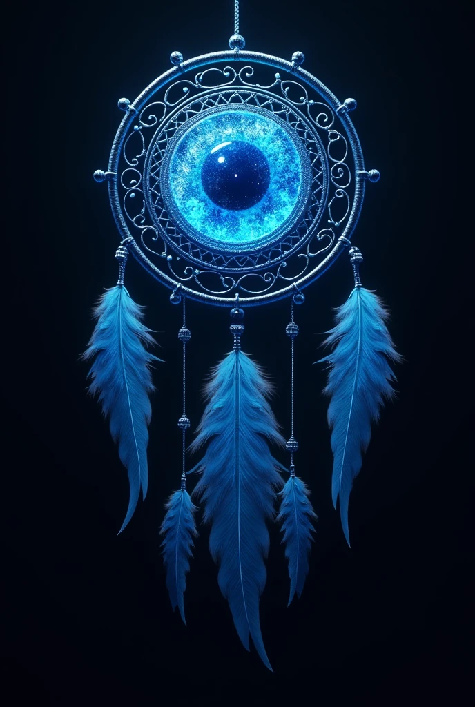 Blue Turkish eye dreamcatcher wallpaper on black background