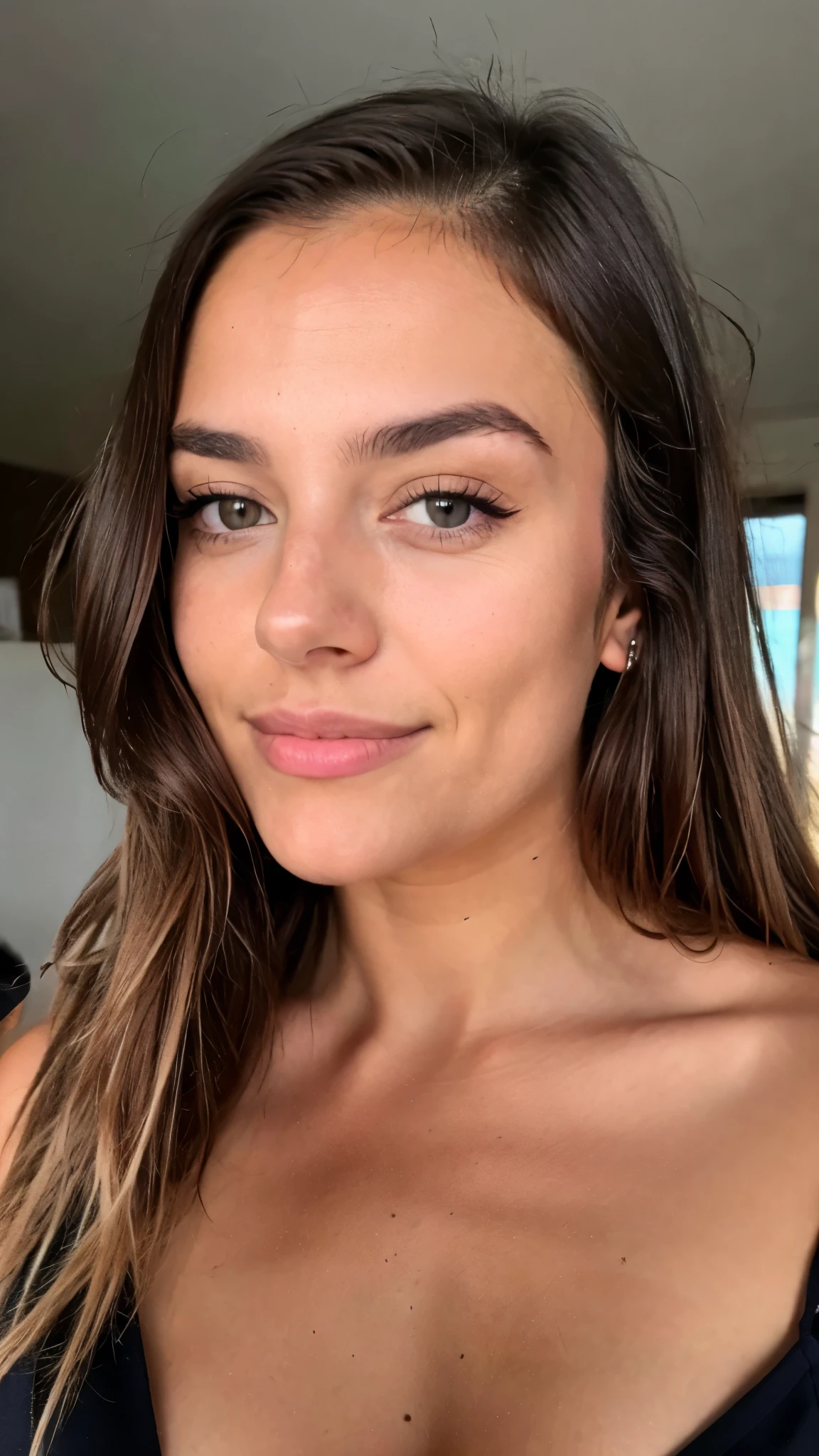 femme brune aux yeux marrons pour une photo de profil instagram
