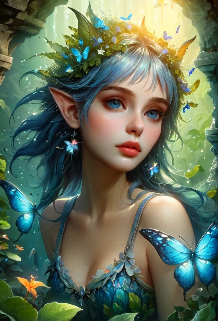 a fairy in a grotto,((full body)) beautiful detailed eyes, beautiful detailed lips, extremely detailed face, long eyelashes, beautiful fairy in a mystical grotto, ornate fantasy setting, glowing bioluminescent plants, ambient lighting, dreamlike atmosphere, detailed intricate background, vibrant saturated colors, ethereal soft lighting, cinematic composition, digital painting, concept art style, (best quality,4k,8k,highres,masterpiece:1.2),ultra-detailed,(realistic,photorealistic,photo-realistic:1.37)