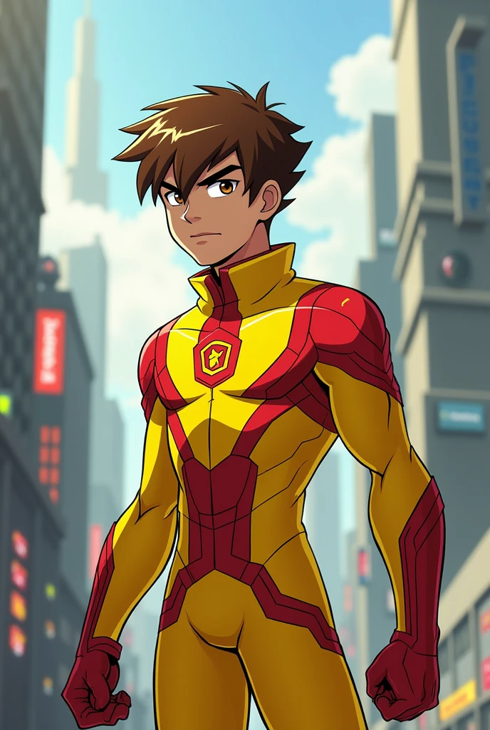 Ben 10 with yellow and red outfit