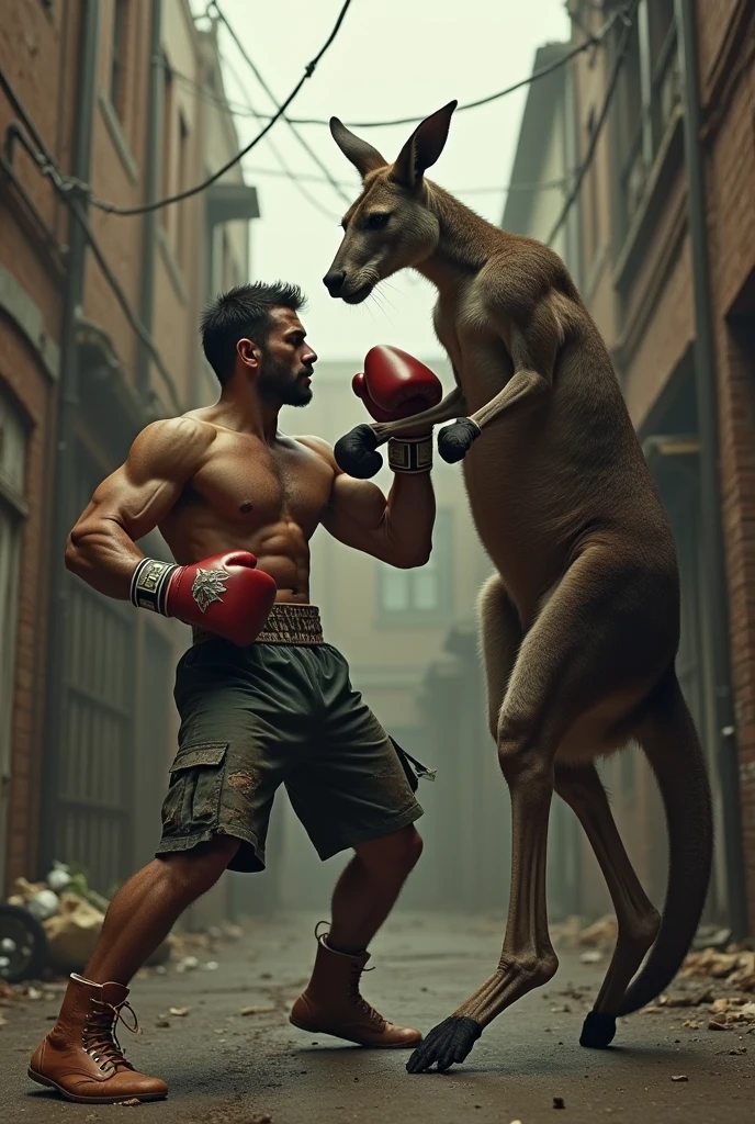 Has a rockie balboa fighting with a kangaroo