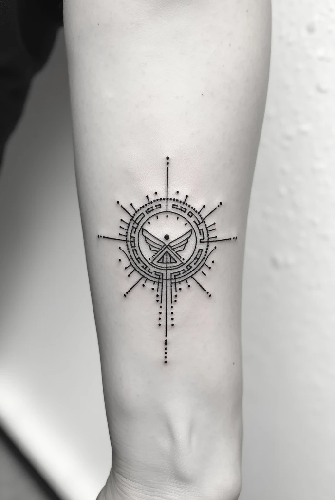 Create a simple black and white greek micro pointillism tattoo