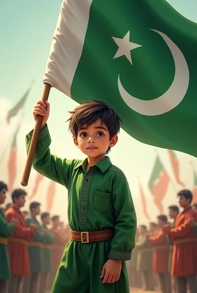 A boy
holding Pakistan flag