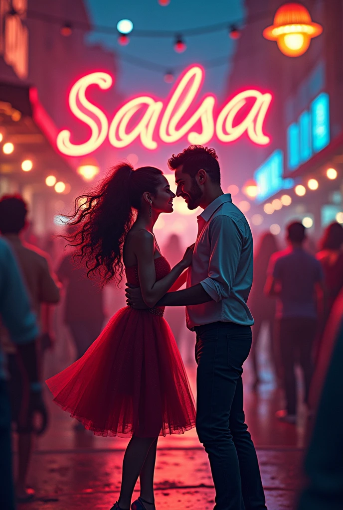 Generate an image with the name “GERE. LAURA” on the theme of salsa music