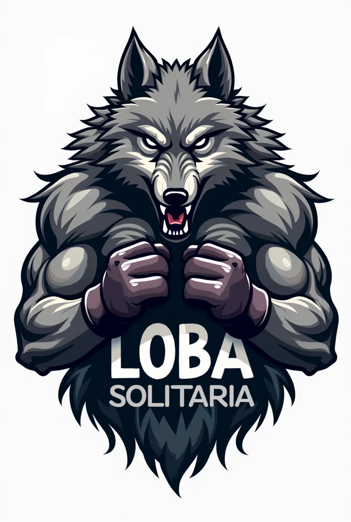 Boxing wolf logo with acronym Loba Solitaria