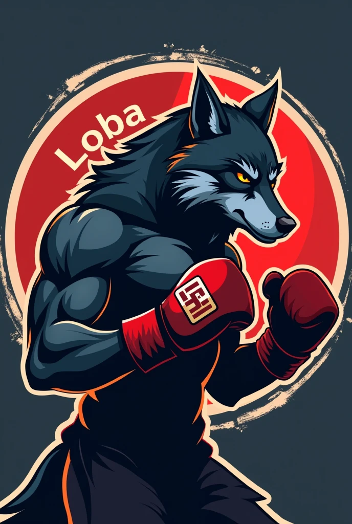 Boxing wolf logo with acronym Loba Solitaria



