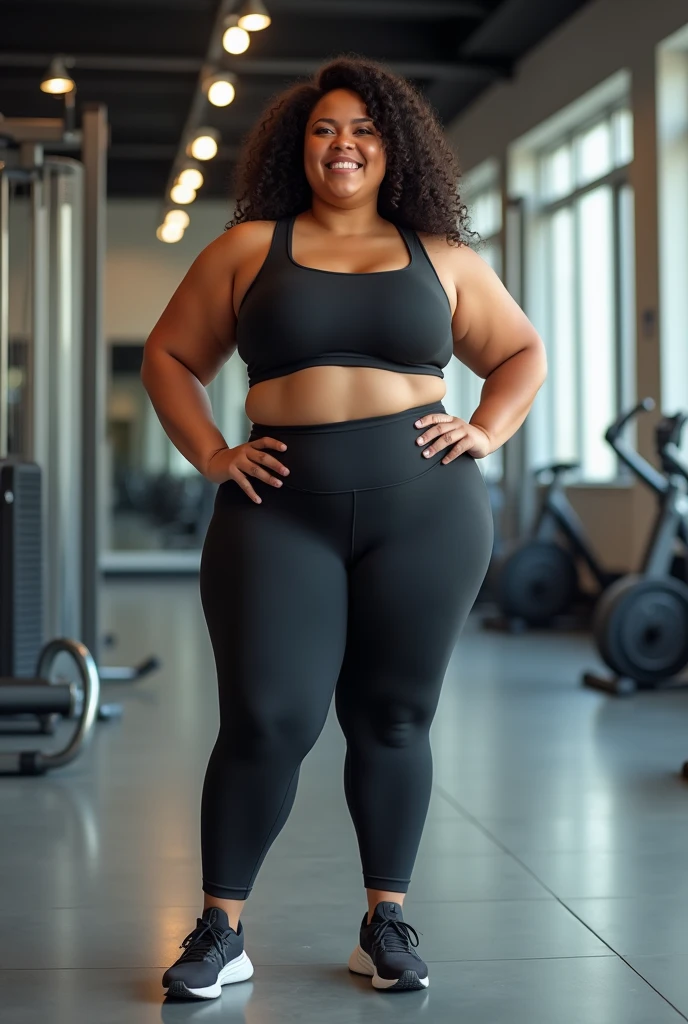 A fat woman full body gym clothes 