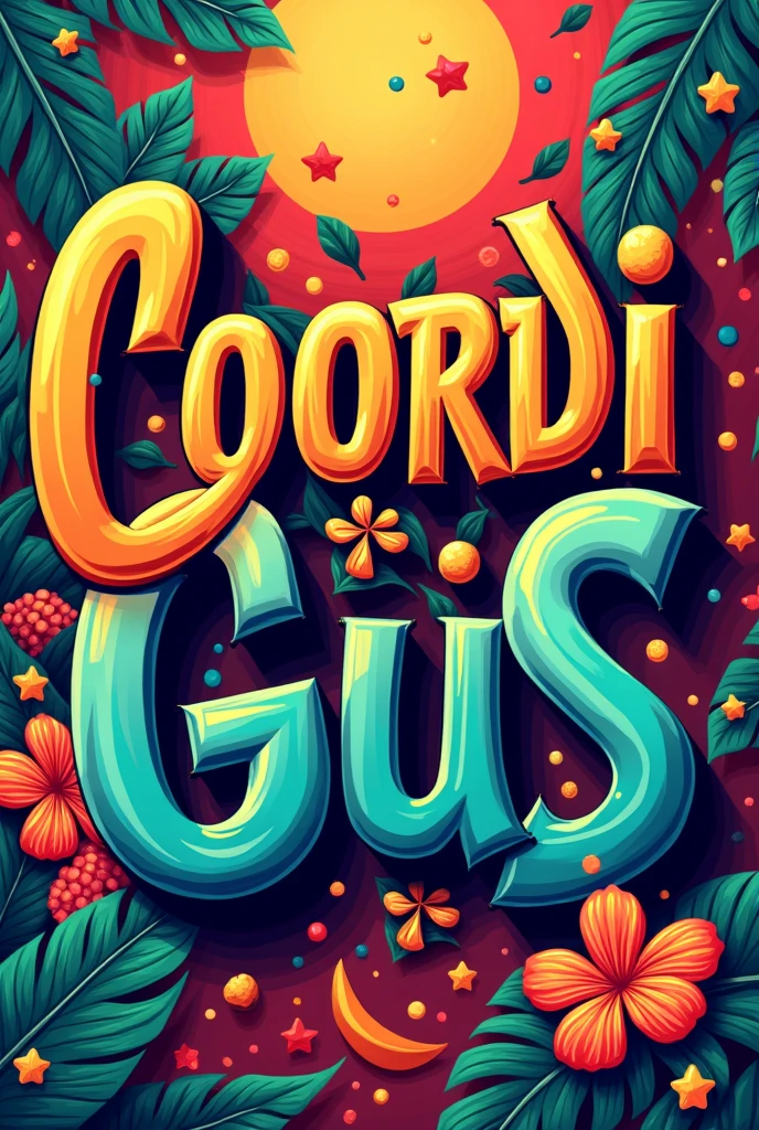 Generate an image with the name “COORDI GUS” on the theme salsa music only the name