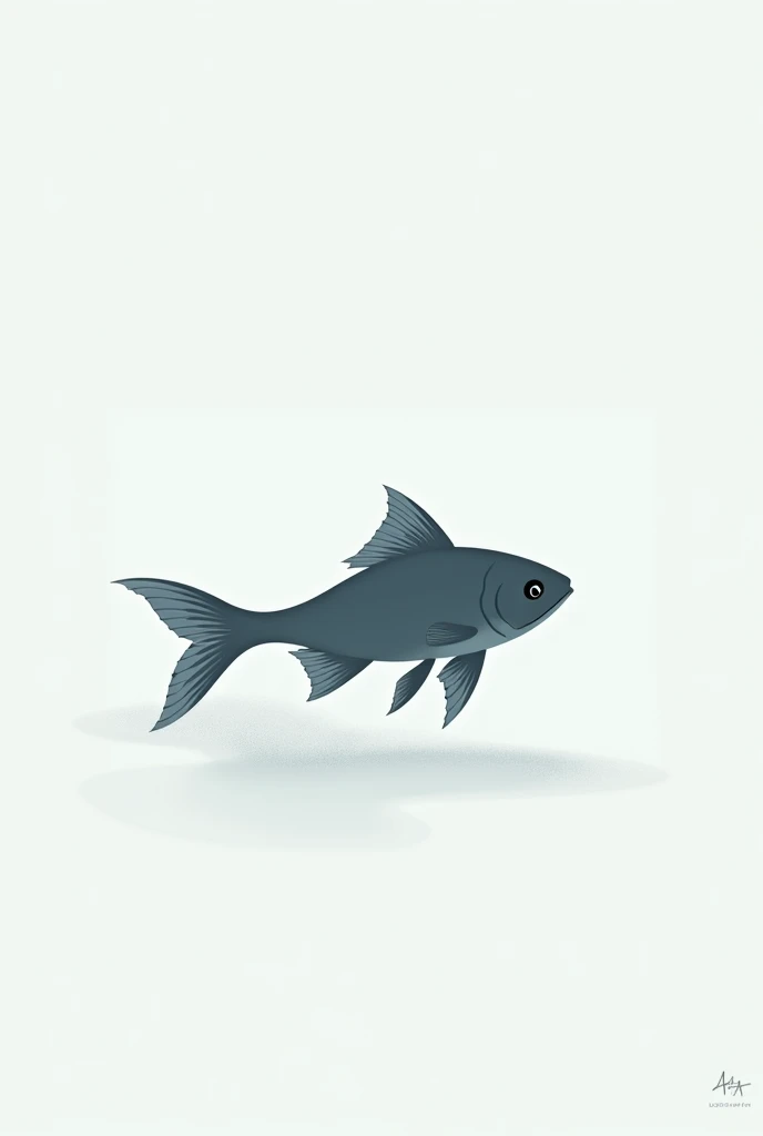 Fais un poisson minimaliste avec des traits simples en flocon de neige