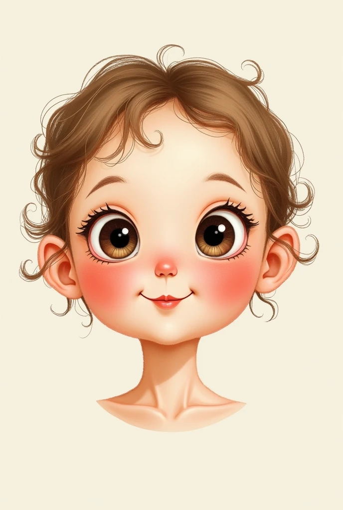 Cute little doll face drawn not real