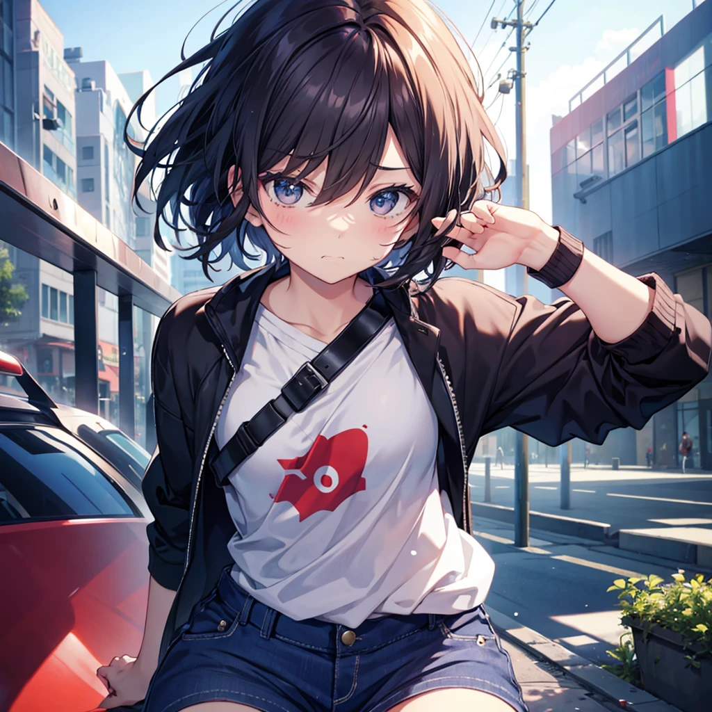 a beautiful tomboyish woman is sad