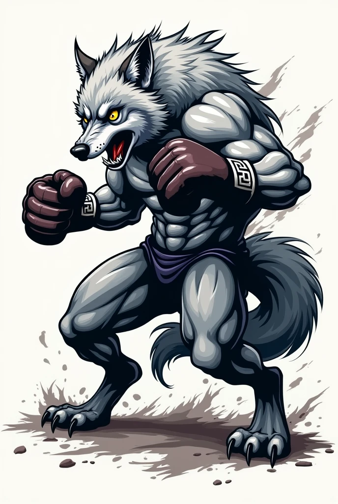 Boxing wolf logo with acronym Loba Solitaria Studio Arte



