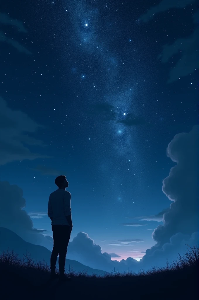 Man watching beautiful night sky 
