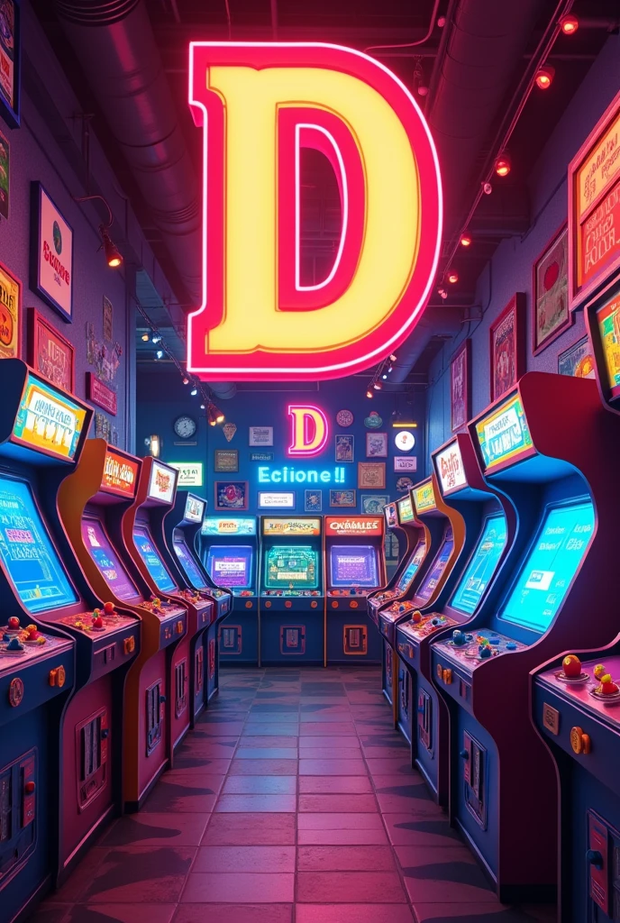 Arcade play room and letter D on the top