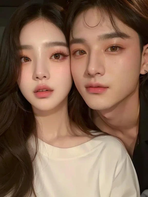 araffes and a woman posing for a picture together, inspired by Yanjun Cheng, & jeehyung lee & wlop, popular south korean makeup, korean artist, yanjun chengt, artwork in the style of guweiz, loish and ross tran, korean face features, popular korean makeup, ulzzang, photorealistic!!!!!!! art style, man face Jungkook bts, bts, Jungkook, jean Jungkook, man bts, bts, Jungkook, jean Jungkook, girl doll face, pretty girl, cute face