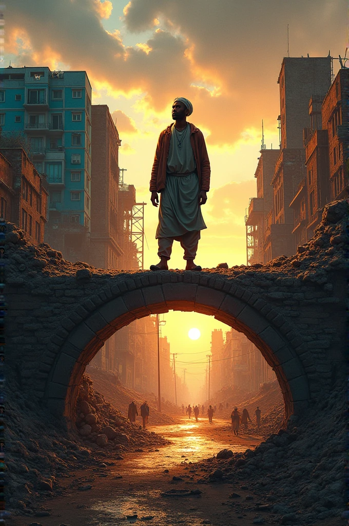 Here’s a detailed concept for the cover of “Colaad iyo Cadceed,” using the city of Mogadishu to depict both conflict and hope:
1. Mogadishu as the Central Element:
• Mogadishu’s Duality: The cover should feature Mogadishu as the central element, depicted in two contrasting states. The city should be shown as both a site of conflict and destruction, as well as a place of hope and rebuilding.
2. Upper Section - Mogadishu in Conflict:
• Conflict-Ridden Mogadishu: The upper part of the cover can depict Mogadishu during a time of war and conflict. The cityscape could be shown with damaged buildings, rubble in the streets, and smoke rising into a dark, cloudy sky. The overall atmosphere should feel tense and ominous, with muted, dark colors like grays, blacks, and deep blues dominating this section. The iconic buildings of Mogadishu could be seen in a state of disrepair, emphasizing the impact of the conflict.
3. Lower Section - Mogadishu in Hope and Rebuilding:
• Rebuilding and Hope in Mogadishu: In contrast, the lower section of the cover should show Mogadishu in a state of renewal and hope. The same cityscape can be depicted, but this time with signs of rebuilding and recovery. The sky could be clear or show a sunrise, with warm colors like golds, oranges, and soft yellows bathing the scene. New buildings might be rising, people going about their lives, and greenery starting to reclaim the urban space, symbolizing the resilience of the city and its people.
4. Central Figure or Symbol:
• Bridge Between Conflict and Hope: A central figure, possibly Mohamed, can be placed between the two scenes, symbolizing the bridge between conflict and hope. He could be standing firmly, with a tool of his trade (like a cobbler’s hammer) in hand, representing his role in rebuilding. Alternatively, you could use a symbolic image, like a cracked but still standing pillar, connecting the top and bottom halves of the cover, representing the city’s endurance.
5. Title and Typogr