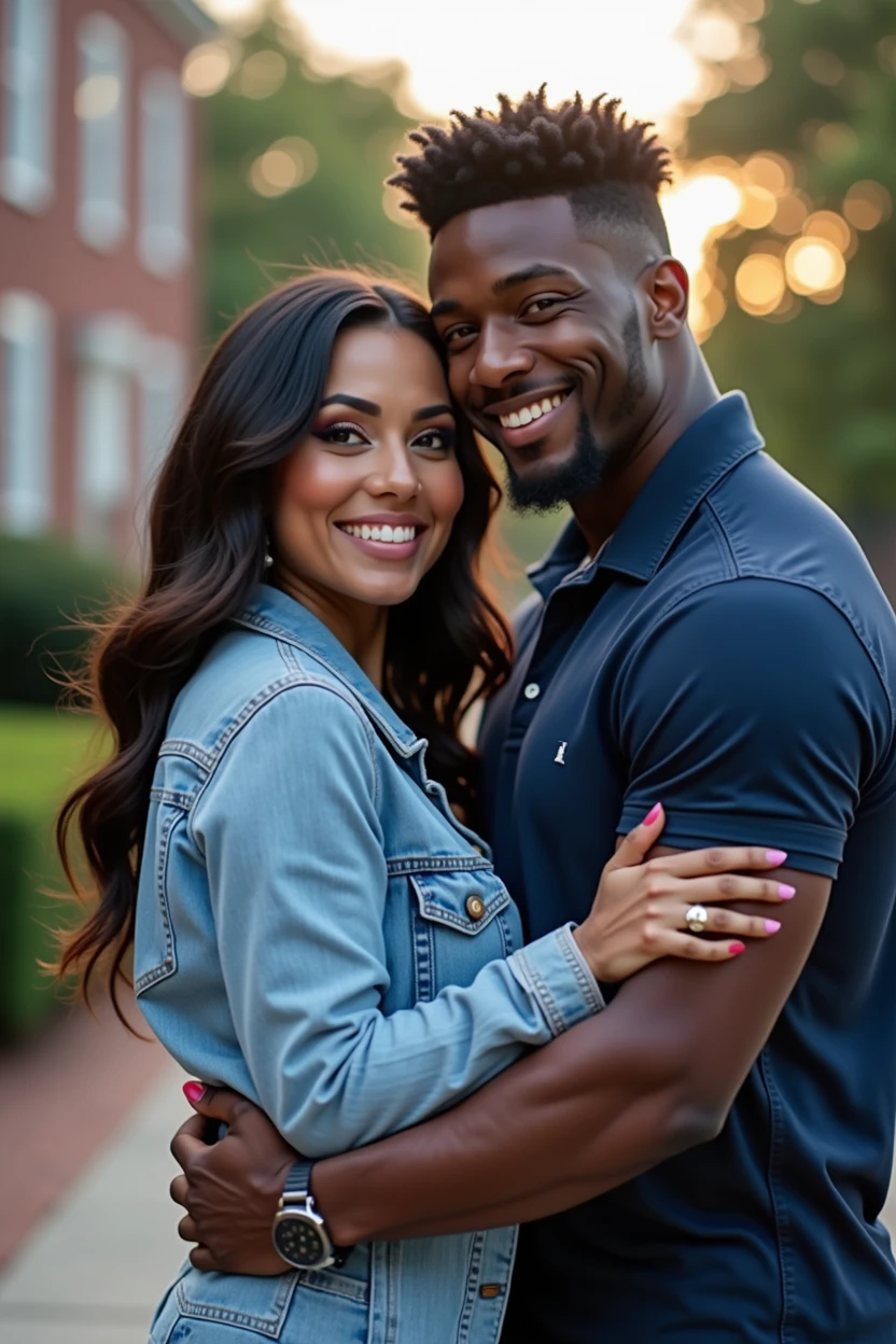 A photo of Tina Nguyen, an Asian woman at Howard university. She is Asian and Curvy as hell wearing a bikini. Hanging with her athletic linebacker boyfriend.