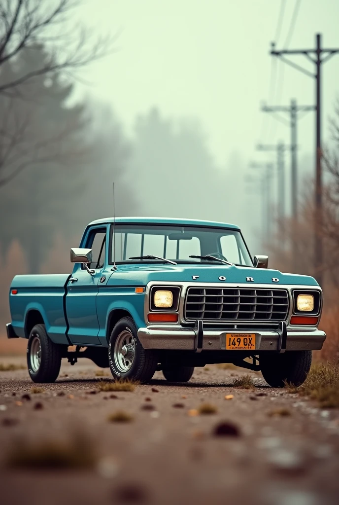Cell phone wallpaper with depth of field old Ford Ranger 1985 with a Harley motorcycle side by side
