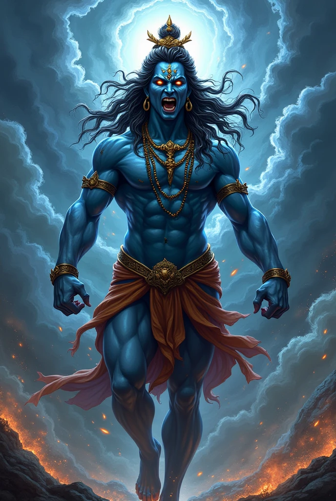 Angry lord shiva walking 
