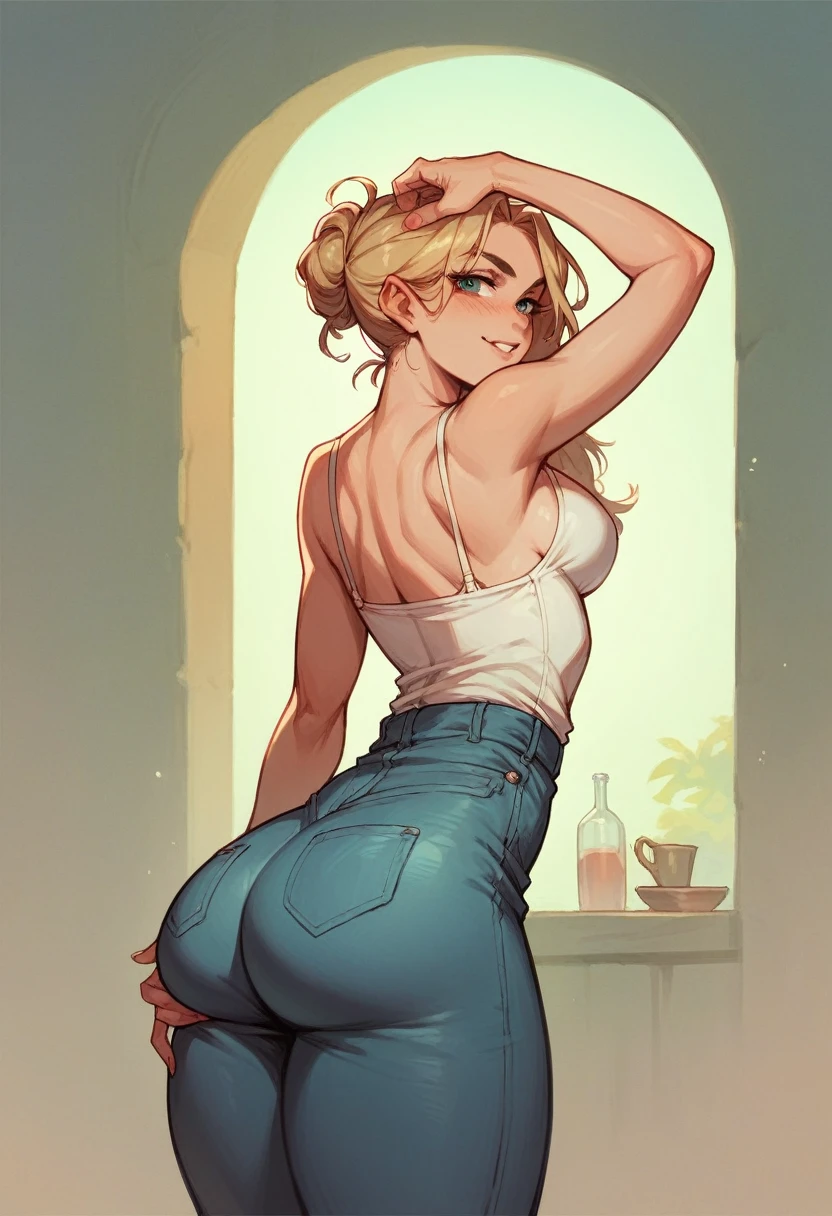 a blond, with a fat ass