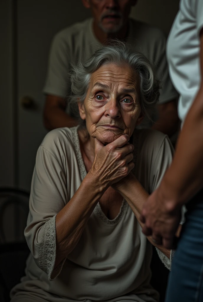 An old woman being sexually abused