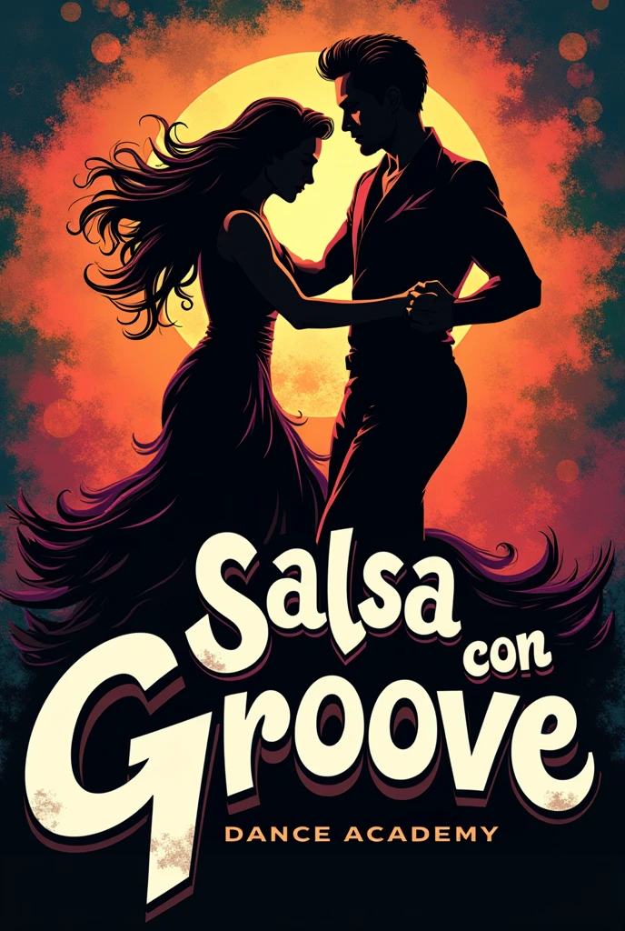 Create a logo for a salsa academy, seventies style that has the name "Salsa con Groove"