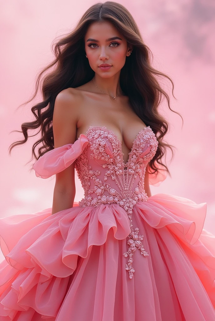 Ariana Grande in a big pink dress
