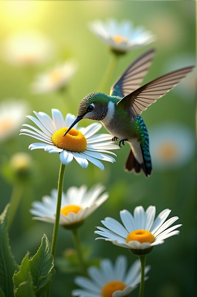 Hummingbird on a daisy