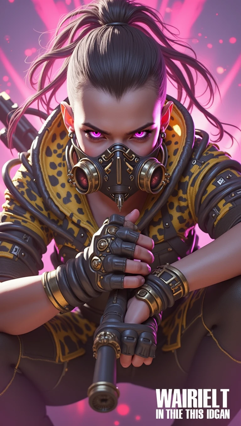 best quality, masterpiece, aesthetic, full-body dynamic pose high quality, 1girl punching, android, (yellow and black) upper armor, mechanical arms, short punk hair, black hair, white background, intense expression, looking at viewer, (simple background:1.4) a (giraffe pattern outfit) yellow and black outfit,sword,beautiful cyberpunk woman,cyberpunk angry gorgeous goddess,beautiful cyborg girl ,hyper realistic,intricate details,cinematic lighting,vibrant colors,award winning,stunning,masterpiece