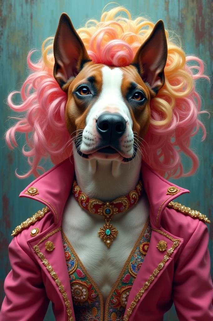 Bull terrier dog in transvestite form.