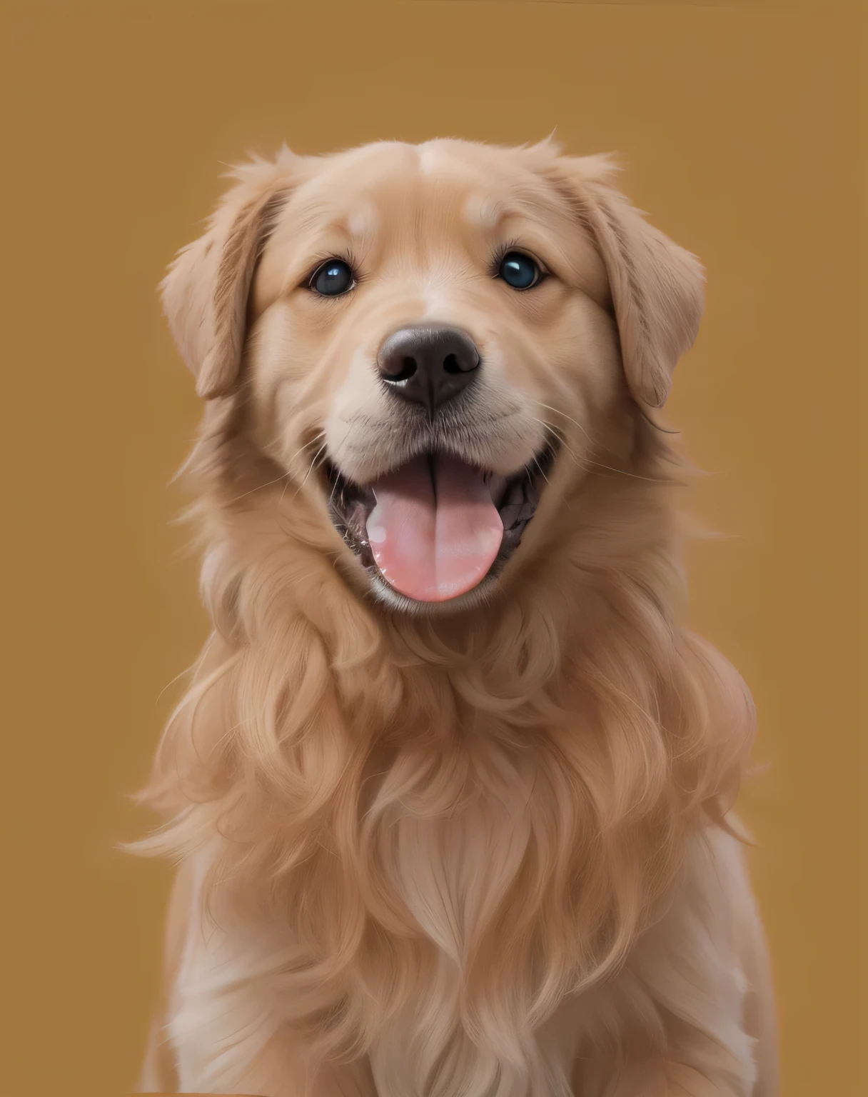 a very cute furry dog, hairs drawn like cartoon, perfectly drawn eyes, eyes like a cartoon drawing, beautiful eyes, perfect eyes, she is very happy, she is smiling, the image is very detailed