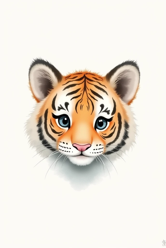 Tiger Face Watercolor Drawing Baby Clothes Delicate Print Without Background