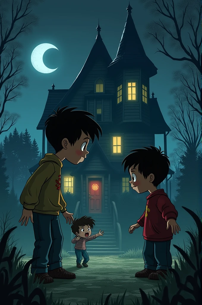An animation of the monster house characters in dark fantasy